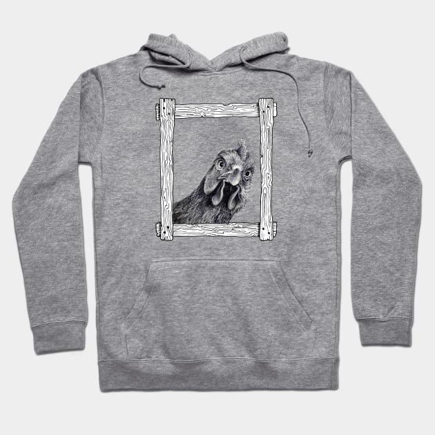 Funny Chicken in a Frame Hoodie by mynaito